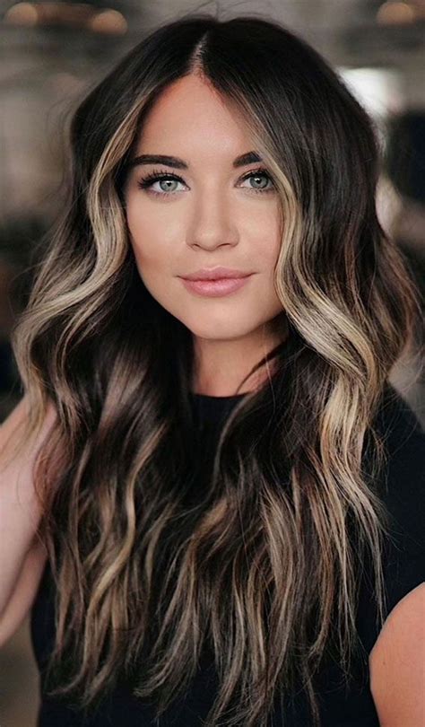 dark brown hair with highlights|dark brown hair with blonde highlights.